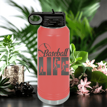 Load image into Gallery viewer, Salmon Baseball Water Bottle With Living The Diamond Dream Design

