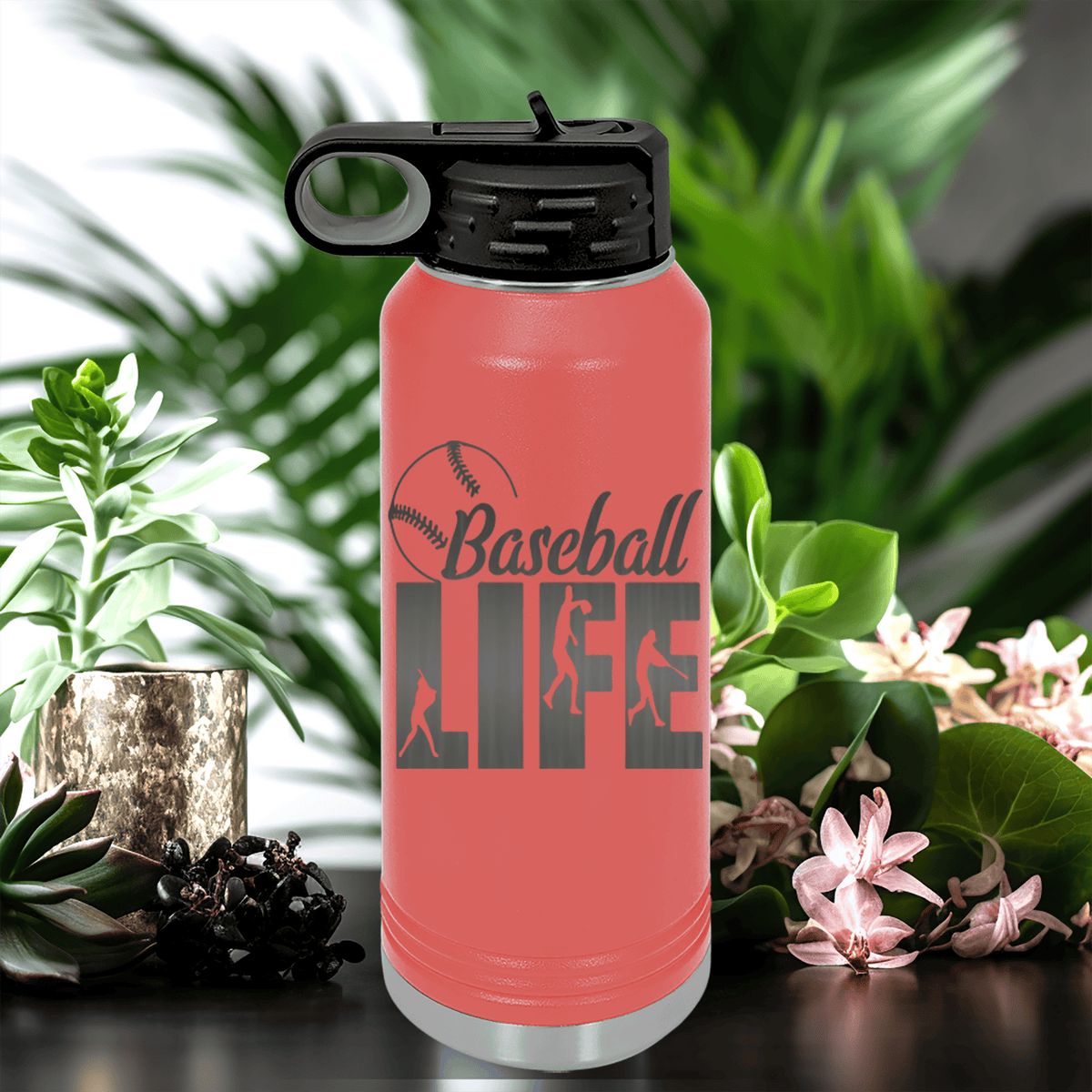 Salmon Baseball Water Bottle With Living The Diamond Dream Design