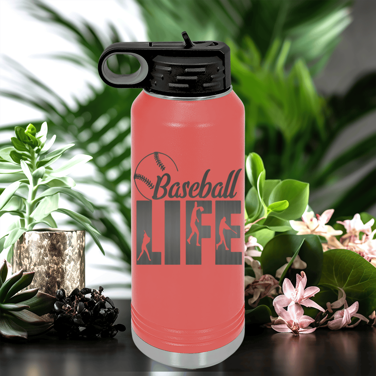 Salmon Baseball Water Bottle With Living The Diamond Dream Design