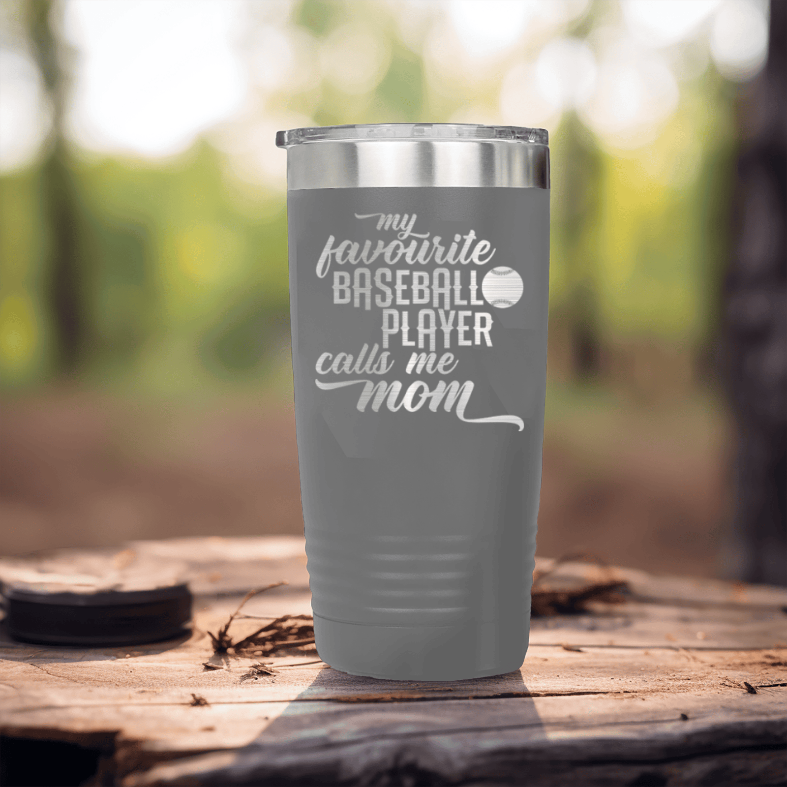 Grey baseball tumbler Moms MVP On The Diamond
