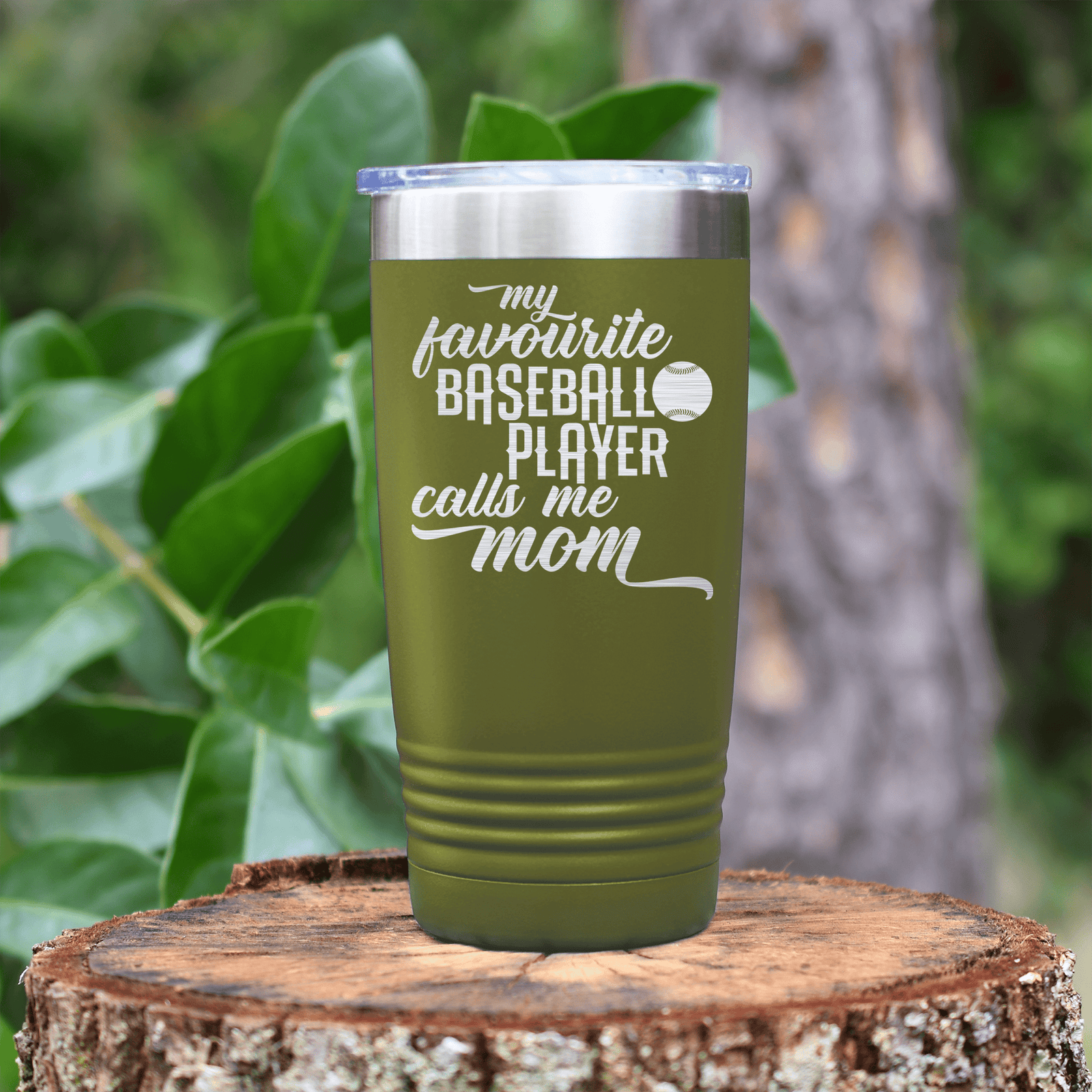 Military Green baseball tumbler Moms MVP On The Diamond