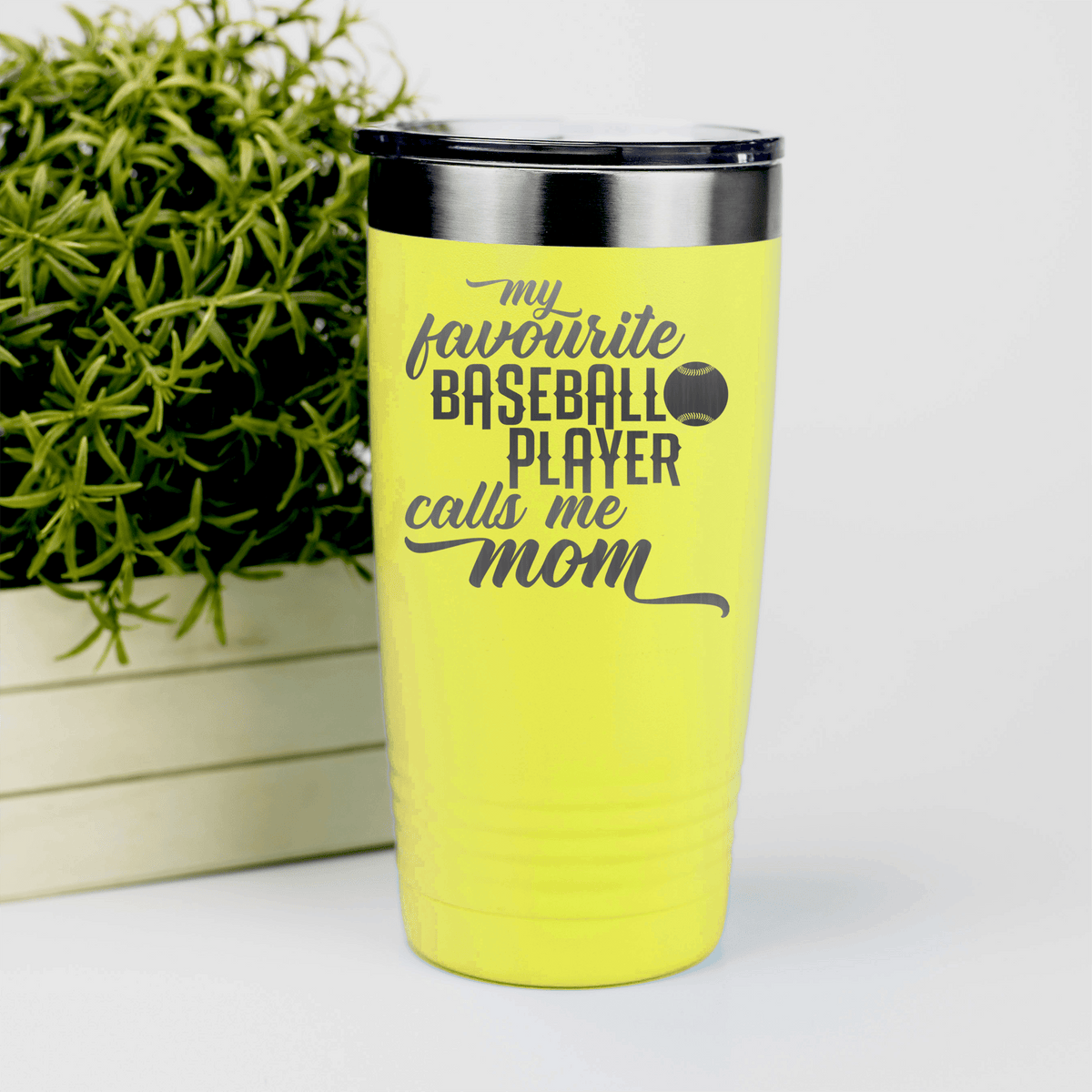 Yellow baseball tumbler Moms MVP On The Diamond
