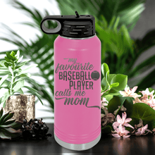 Load image into Gallery viewer, Pink Baseball Water Bottle With Moms Mvp On The Diamond Design
