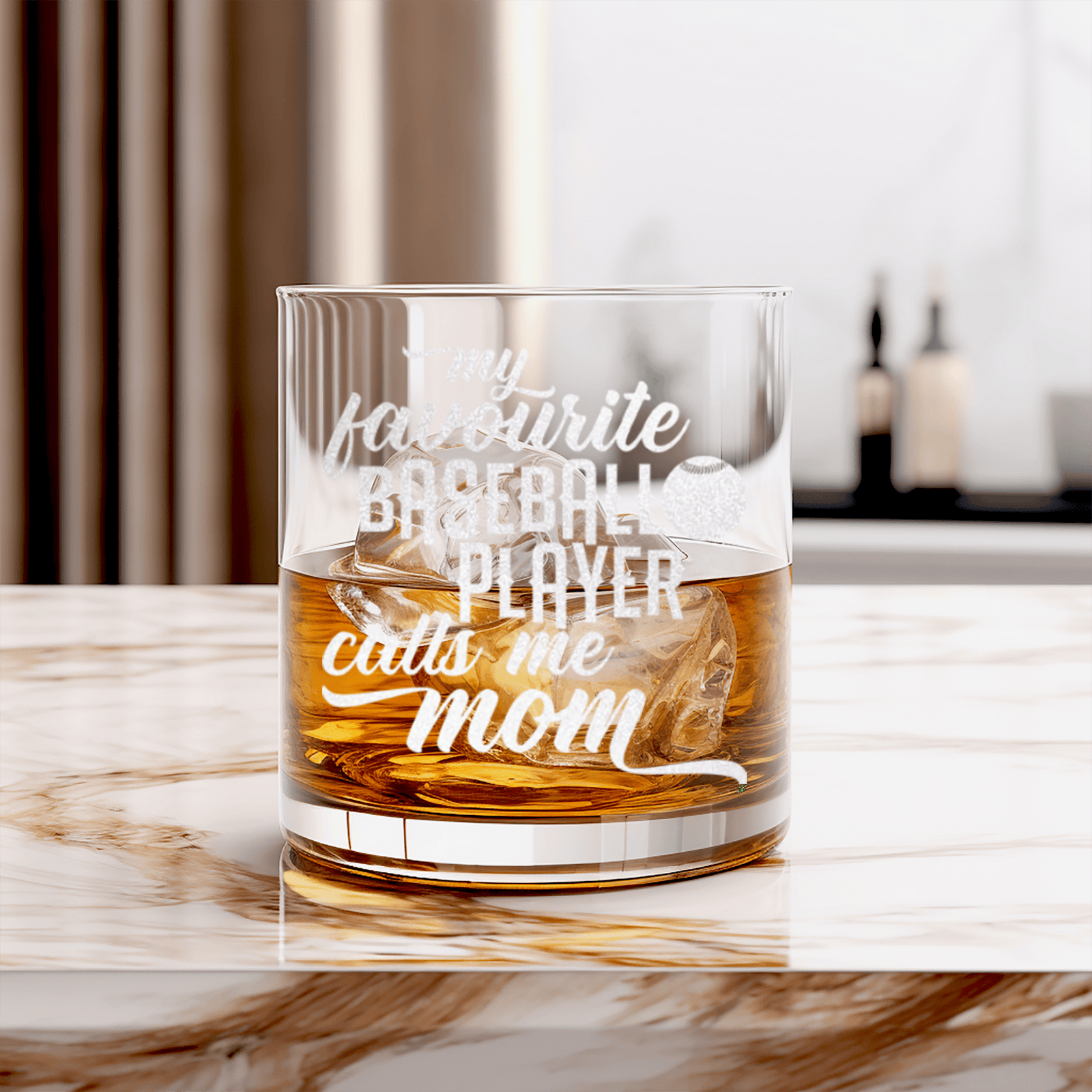Moms MVP On The Diamond Whiskey Glass