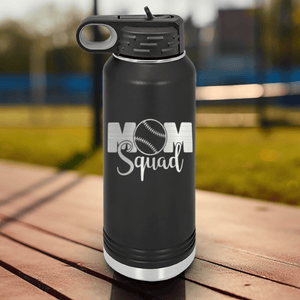Black Baseball Water Bottle With Mothers Of The Mound Design