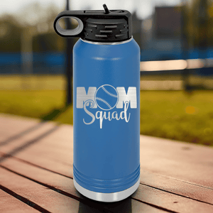Blue Baseball Water Bottle With Mothers Of The Mound Design