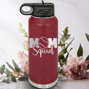 Maroon Baseball Water Bottle With Mothers Of The Mound Design