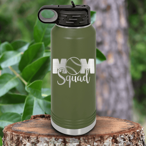 Military Green Baseball Water Bottle With Mothers Of The Mound Design