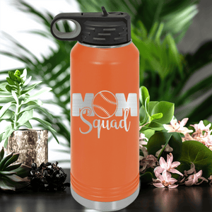 Orange Baseball Water Bottle With Mothers Of The Mound Design