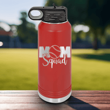 Load image into Gallery viewer, Red Baseball Water Bottle With Mothers Of The Mound Design
