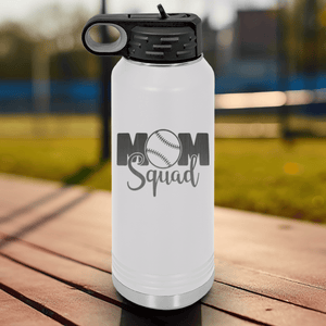 White Baseball Water Bottle With Mothers Of The Mound Design