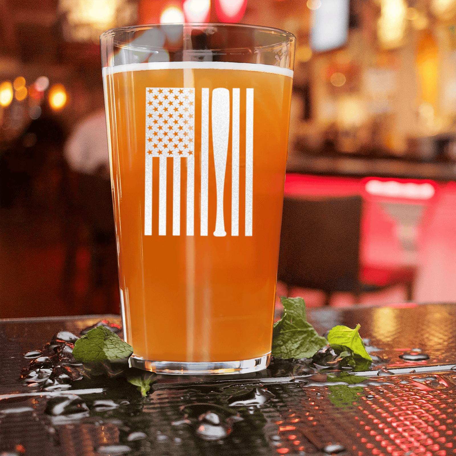 Patriotic Baseball Pride Pint Glass