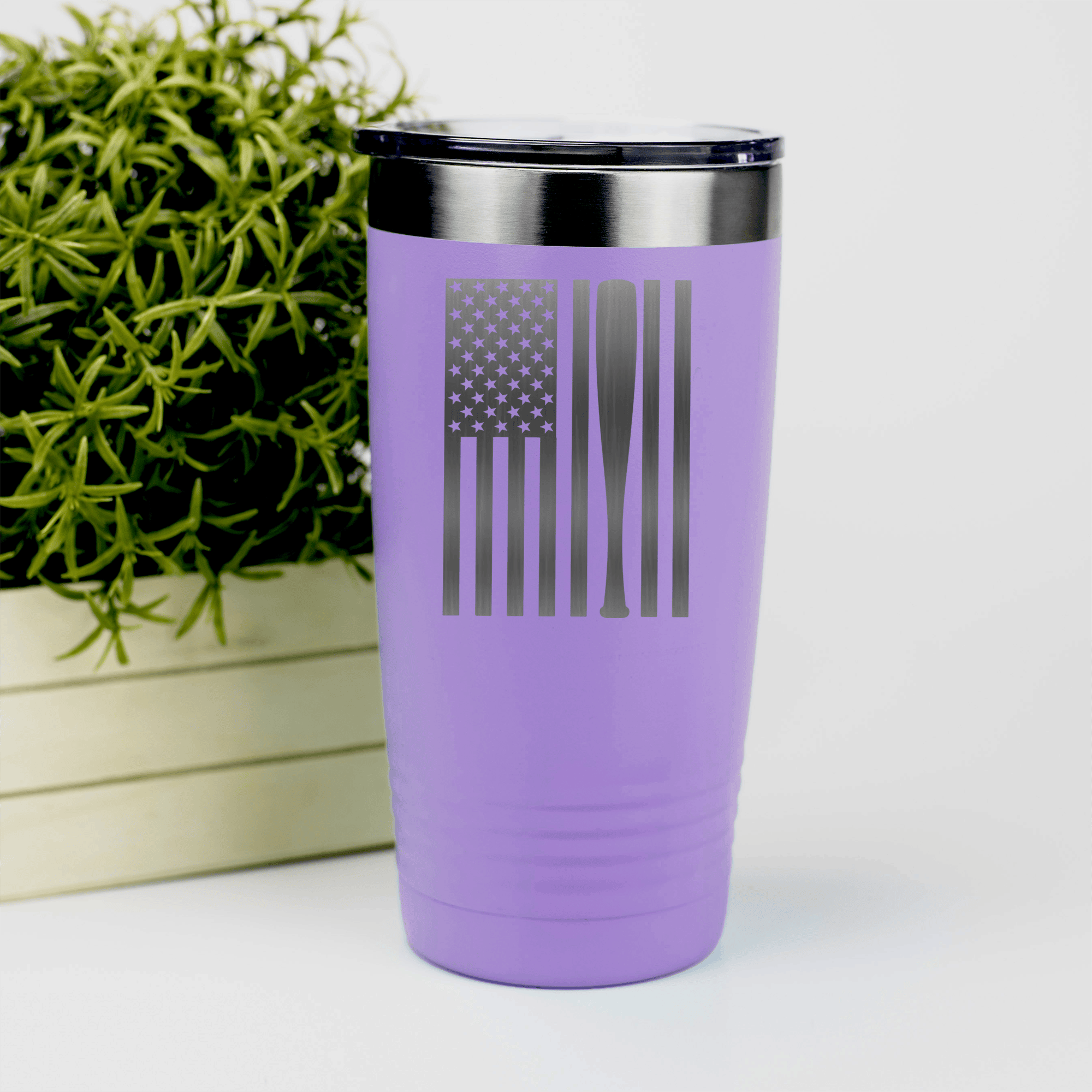 Light Purple baseball tumbler Patriotic Baseball Pride