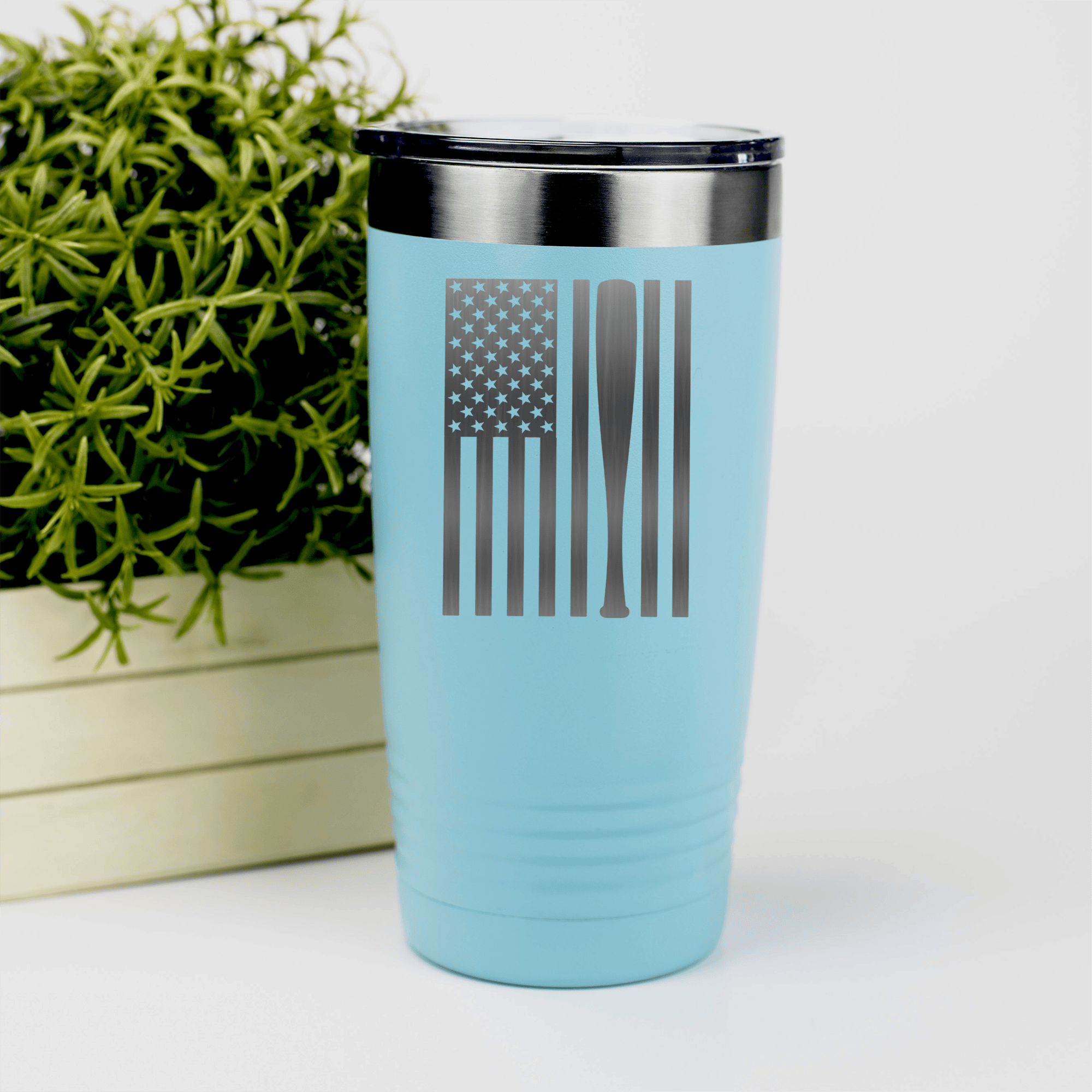 Teal baseball tumbler Patriotic Baseball Pride