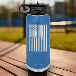 Blue Baseball Water Bottle With Patriotic Baseball Pride Design