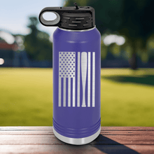 Load image into Gallery viewer, Purple Baseball Water Bottle With Patriotic Baseball Pride Design
