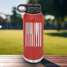 Load image into Gallery viewer, Red Baseball Water Bottle With Patriotic Baseball Pride Design
