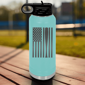 Teal Baseball Water Bottle With Patriotic Baseball Pride Design