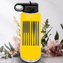Load image into Gallery viewer, Yellow Baseball Water Bottle With Patriotic Baseball Pride Design
