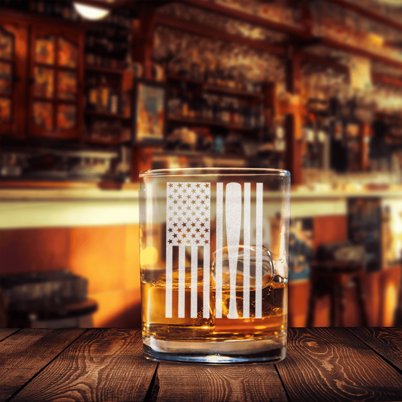 Patriotic Baseball Pride Whiskey Glass
