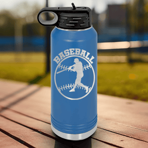 Blue Baseball Water Bottle With Player Spotlight Design