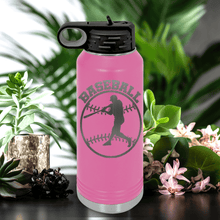 Load image into Gallery viewer, Pink Baseball Water Bottle With Player Spotlight Design
