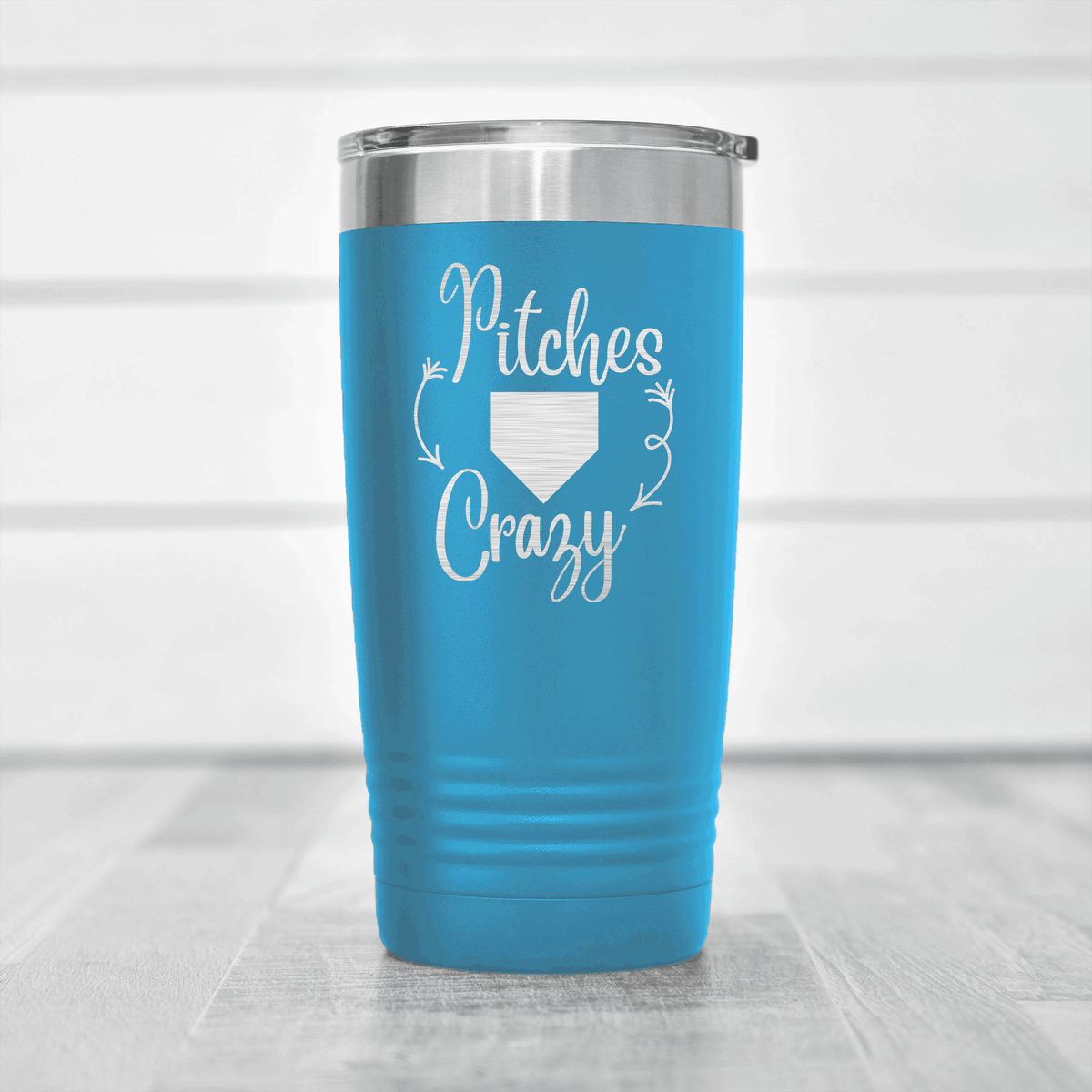 Light Blue baseball tumbler Playful Pitch Madness