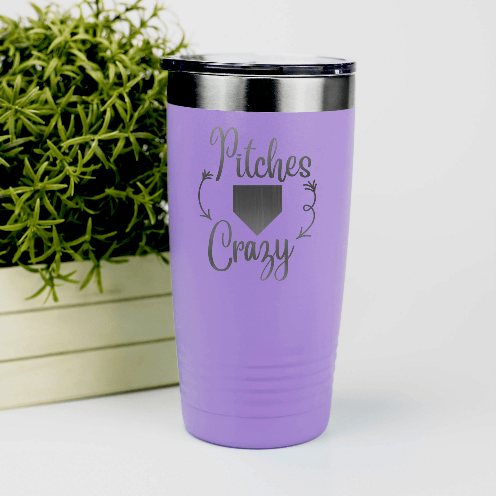 Light Purple baseball tumbler Playful Pitch Madness