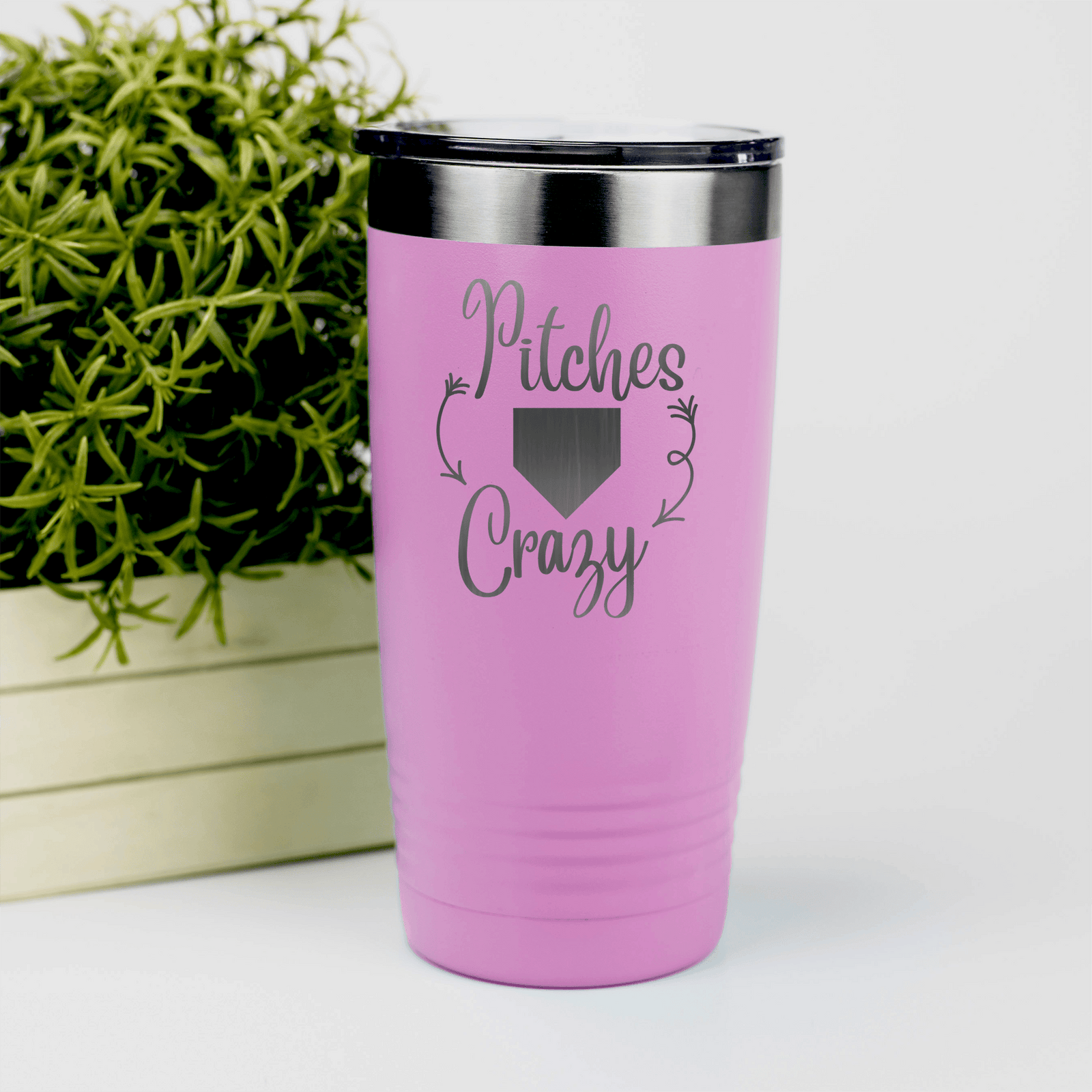 Pink baseball tumbler Playful Pitch Madness