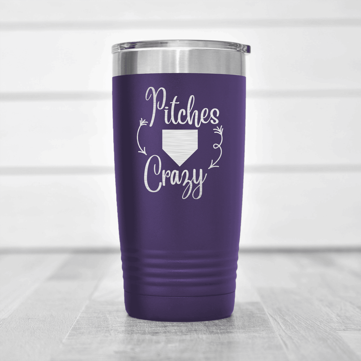 Purple baseball tumbler Playful Pitch Madness
