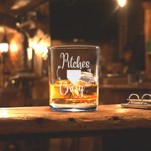 Load image into Gallery viewer, Playful Pitch Madness Whiskey Glass
