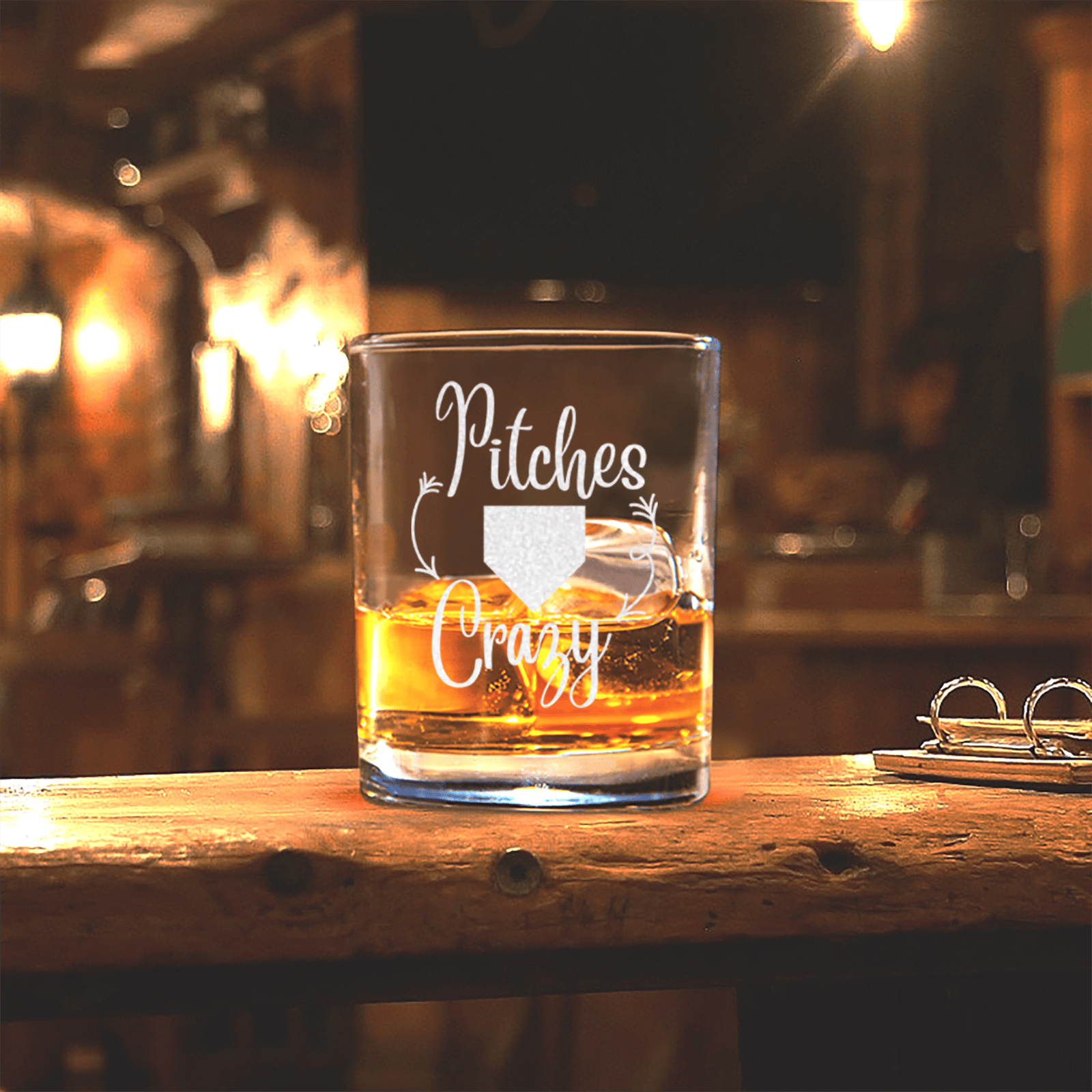 Playful Pitch Madness Whiskey Glass