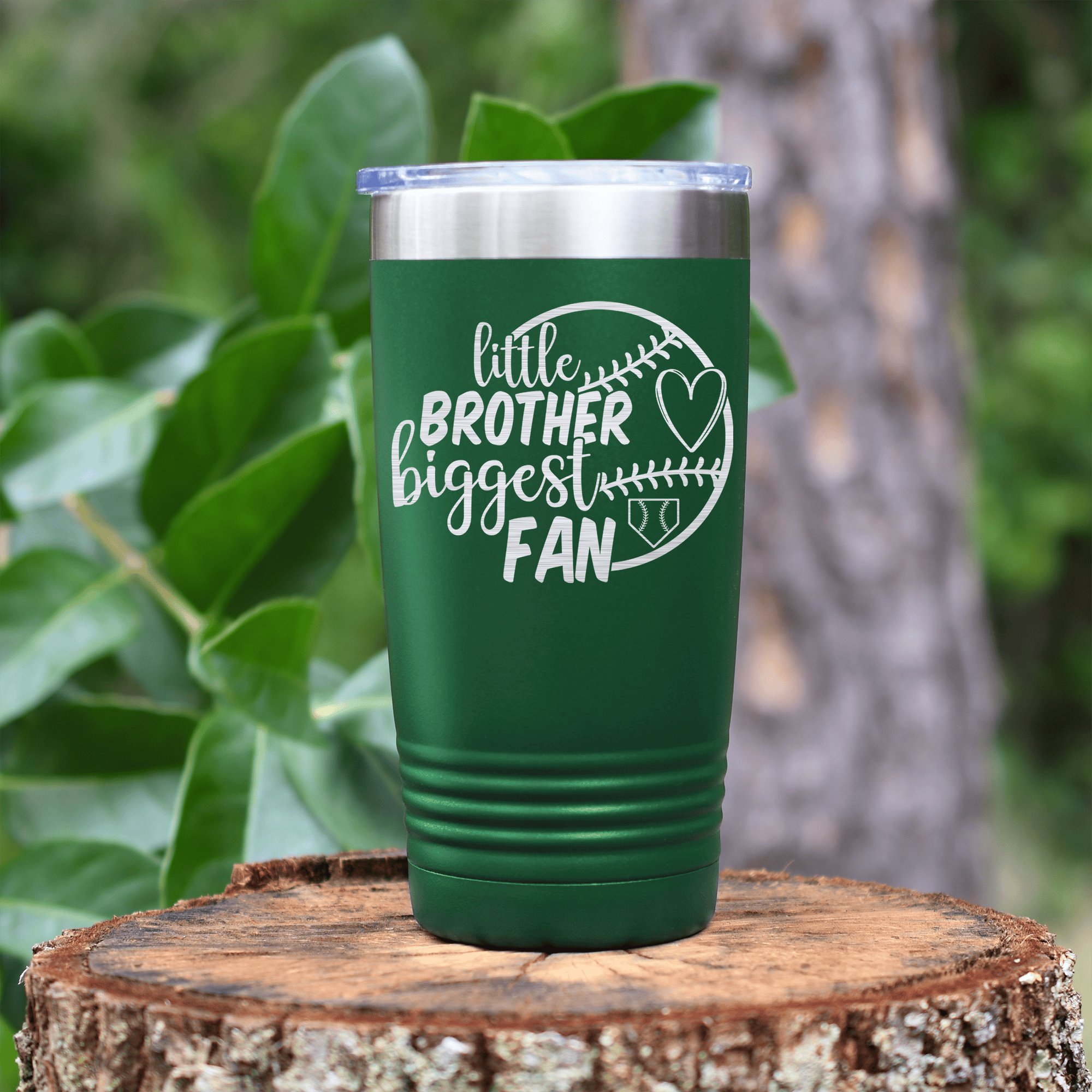 Green baseball tumbler Proud Baseball Sibling