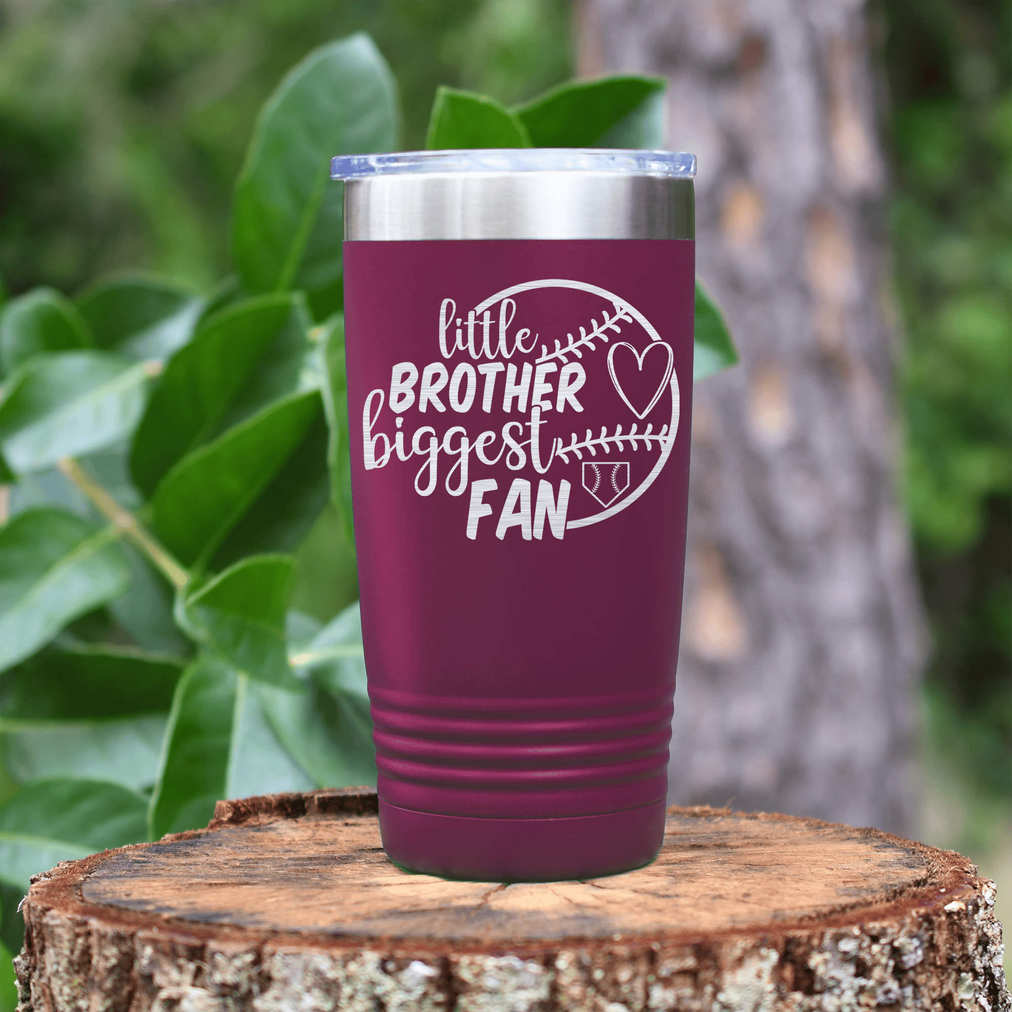 Maroon baseball tumbler Proud Baseball Sibling