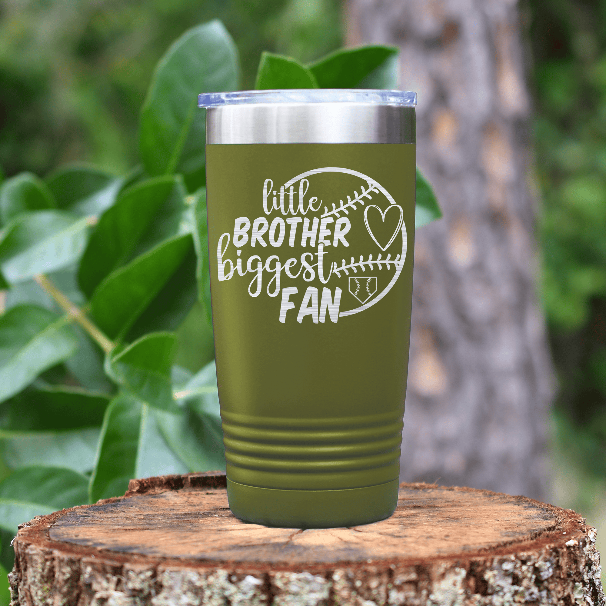 Military Green baseball tumbler Proud Baseball Sibling