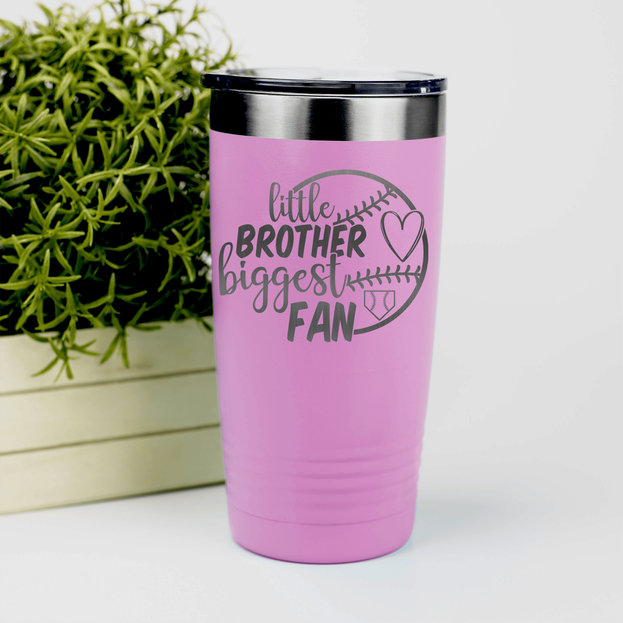 Pink baseball tumbler Proud Baseball Sibling