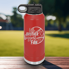 Load image into Gallery viewer, Red Baseball Water Bottle With Proud Baseball Sibling Design
