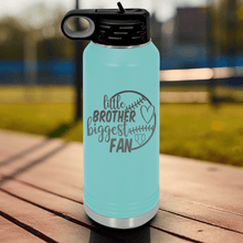 Load image into Gallery viewer, Teal Baseball Water Bottle With Proud Baseball Sibling Design
