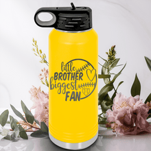 Load image into Gallery viewer, Yellow Baseball Water Bottle With Proud Baseball Sibling Design
