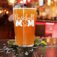 Load image into Gallery viewer, Queen Of The Bleachers Baseball Pint Glass
