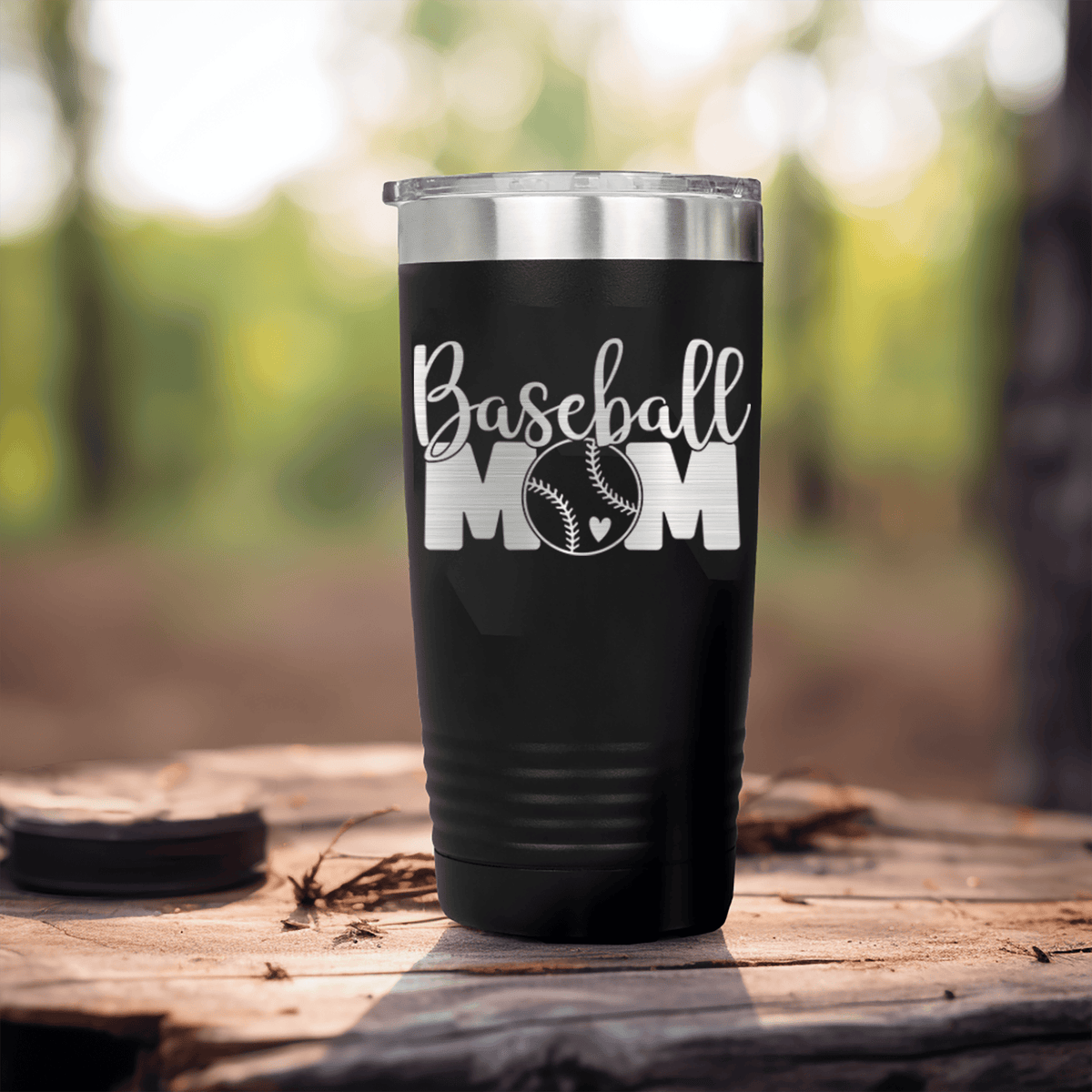 Black baseball tumbler Queen Of The Bleachers Baseball