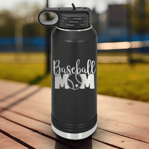 Black Baseball Water Bottle With Queen Of The Bleachers Baseball Design