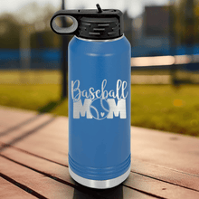 Load image into Gallery viewer, Blue Baseball Water Bottle With Queen Of The Bleachers Baseball Design
