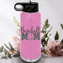 Load image into Gallery viewer, Light Purple Baseball Water Bottle With Queen Of The Bleachers Baseball Design
