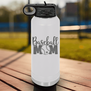 White Baseball Water Bottle With Queen Of The Bleachers Baseball Design