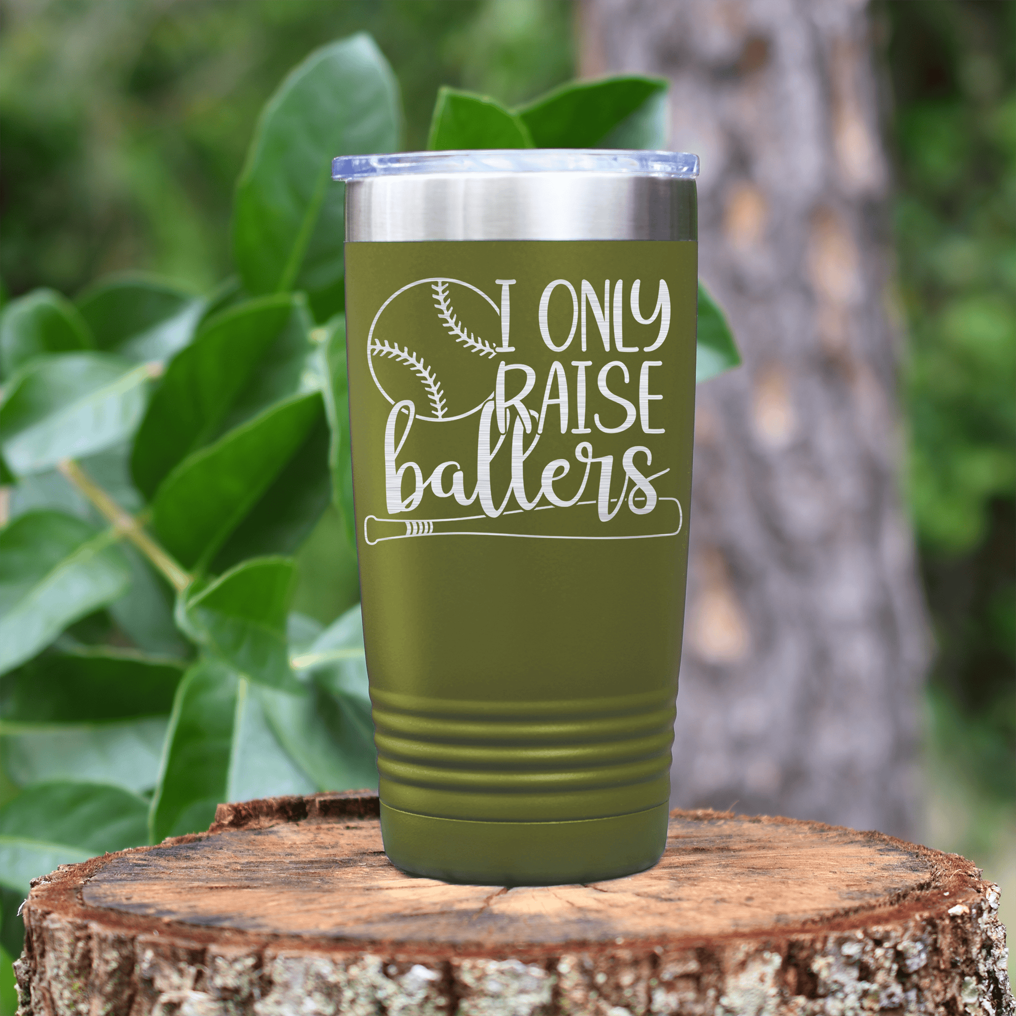 Military Green baseball tumbler Raising Future MVPs