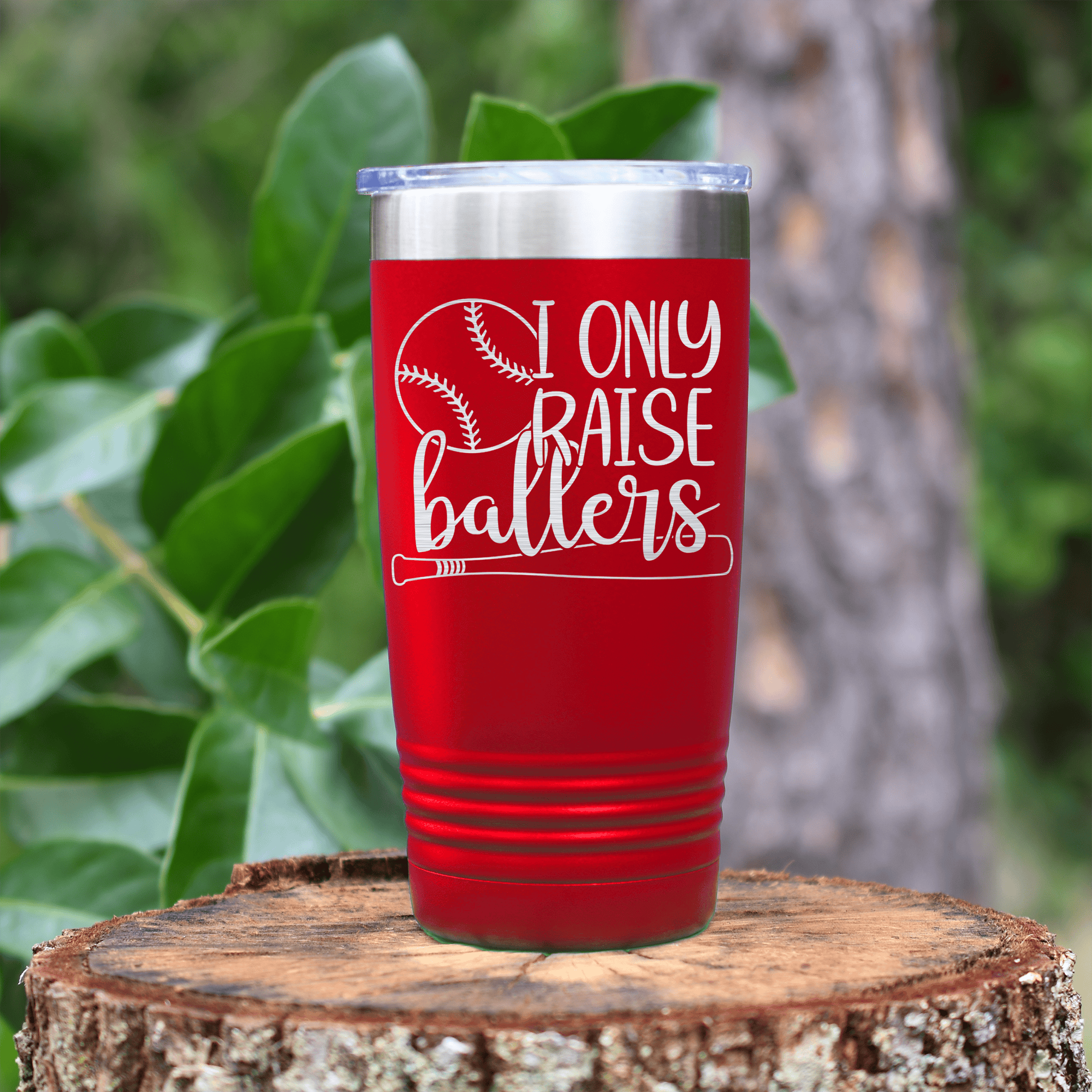 Red baseball tumbler Raising Future MVPs