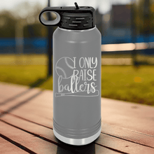 Load image into Gallery viewer, Grey Baseball Water Bottle With Raising Future Mvps Design
