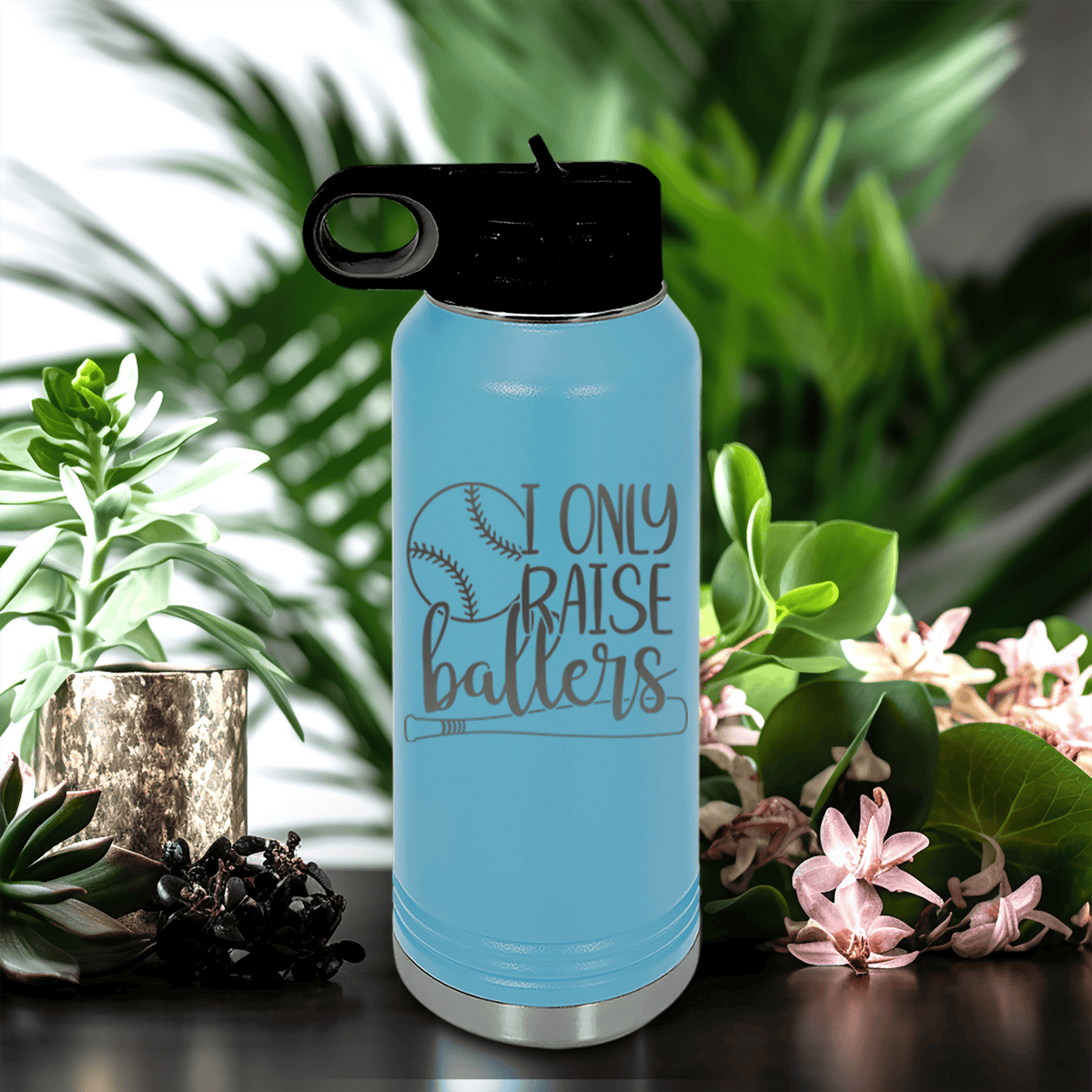 Light Blue Baseball Water Bottle With Raising Future Mvps Design