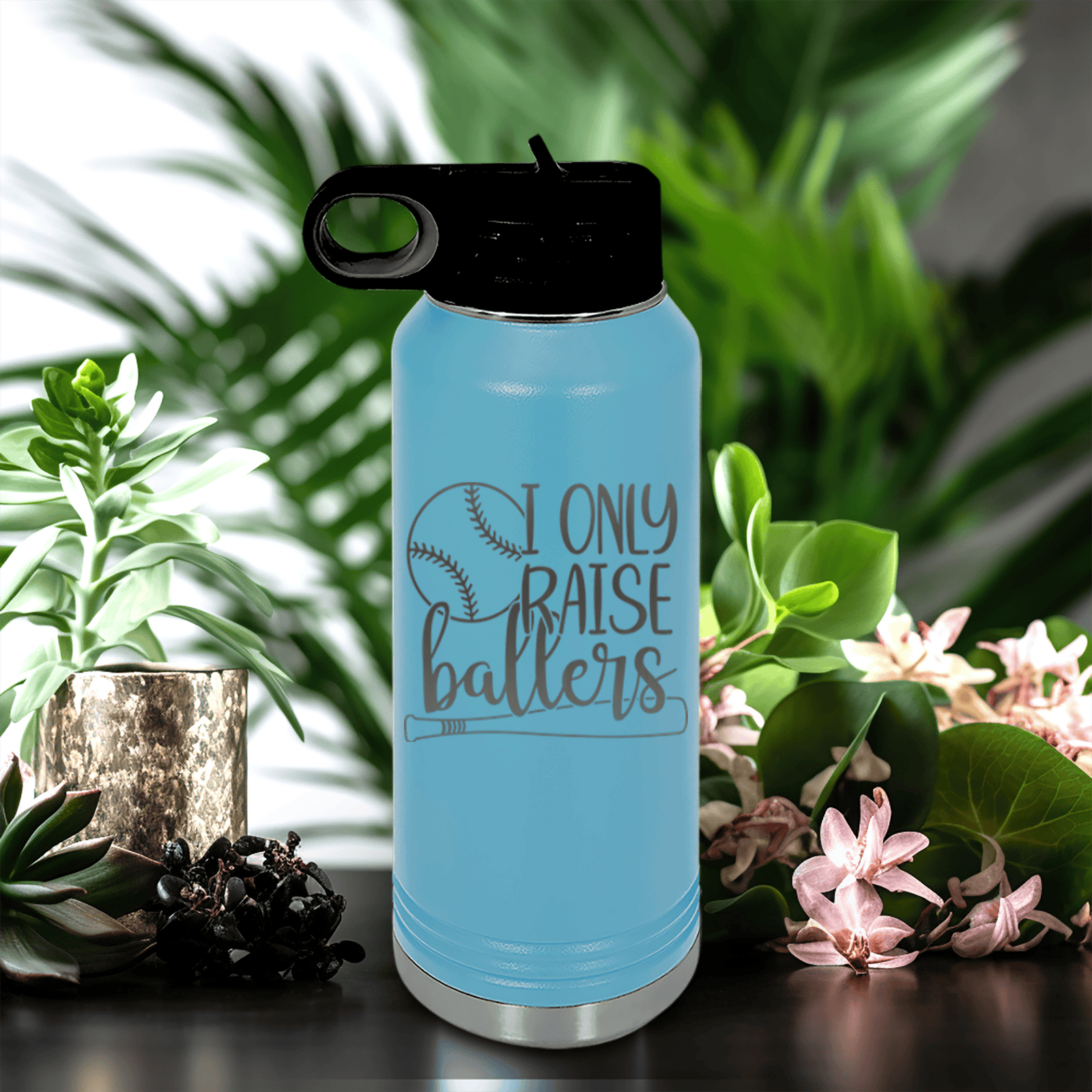 Light Blue Baseball Water Bottle With Raising Future Mvps Design